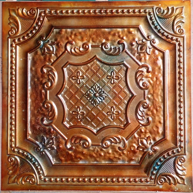 Ancient ceiling tile copper patina artistic art decor wall panels PL04 10pcs/lot