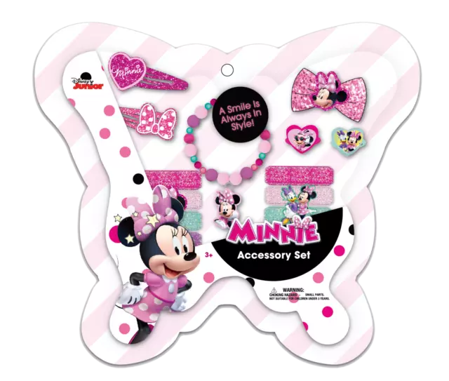 Licensed Disney Junior Minnie Mouse 14Pcs Hair Accessories Set Girls Kids Gift