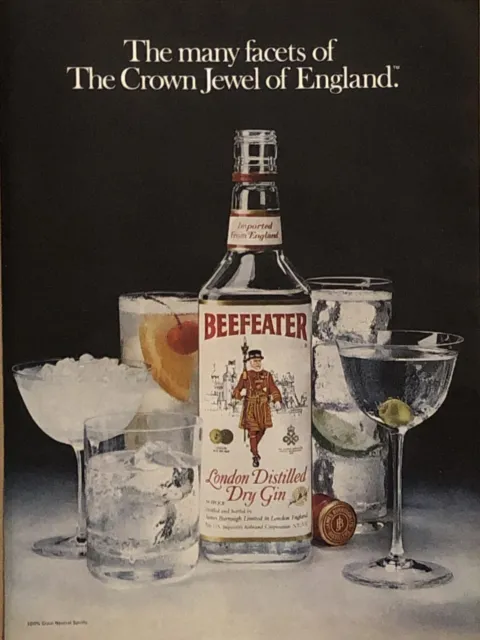 1981 Beefeater London Dry Gin VTG 1980s 80s PRINT AD Crown Jewel England