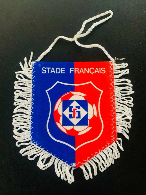 Fanion Brodé Stade Français Années 60 - Taille 38 X 28 Cm - Rouge Et Bleu