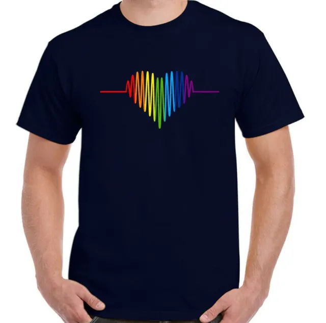 T-shirt LGBT Gay Pulse Heart da uomo orgoglio colori arcobaleno outfit maglietta abbigliamento 8