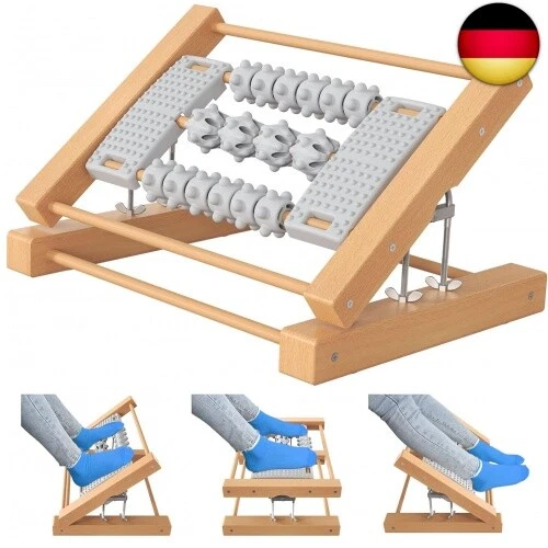 Fußstütze Schreibtisch, Winkelverstellbar, Rutschfeste Fußstütze aus Holz mit Ma
