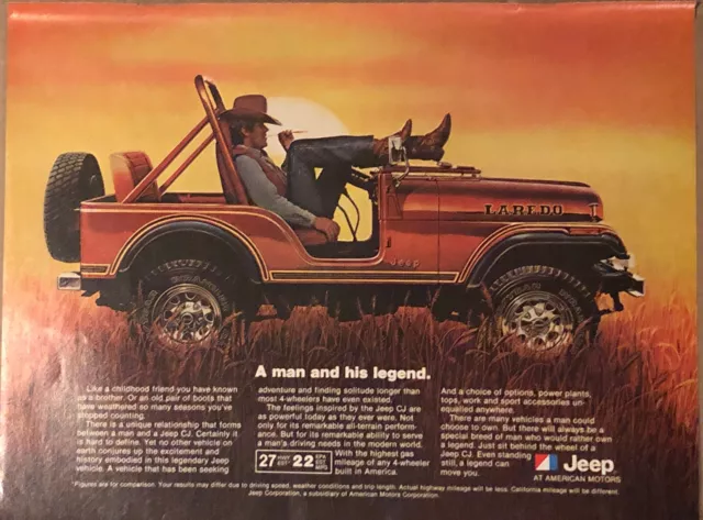 1981 Jeep Laredo VTG 1980s 80s PRINT AD Sunset Cowboy - A Man And His Legend