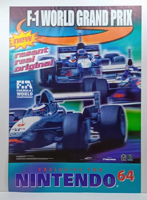 Original Nintendo F-1 World Grand Prix Nintendo 64 N64 Poster ca. 84x60cm