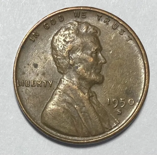 1950 S Lincoln Obverse Wheat Ears Reverse 1 Cent Circulated Coin 2351