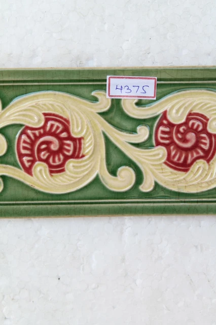 Japan antique art nouveau vintage majolica border tile c1900 Decorative NH4375 3