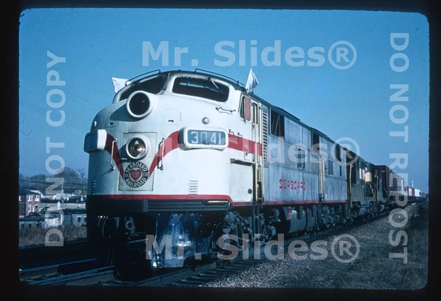 Duplicate Slide SAL Seaboard Air Line E7A 3041 & 2 W/Freight Train Action