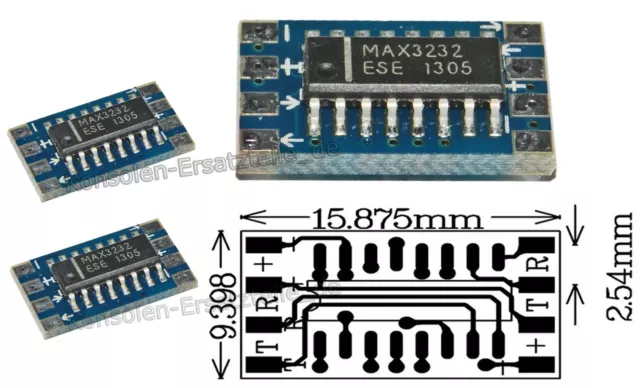 3 x RS232 <-> TTL Converter Modul - Mini Schnittstellenwandler Board MAX3232 NEU