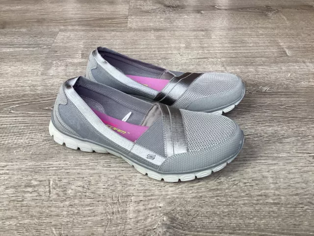 Skechers Women's EZ Flex 3 59557S Gray slip on flat Shoe Sneakers womens Sz 8.5