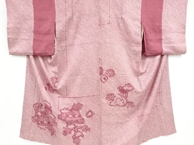 45920# Japanese Kimono / Antique Juban / All Shibori / Floral Plants