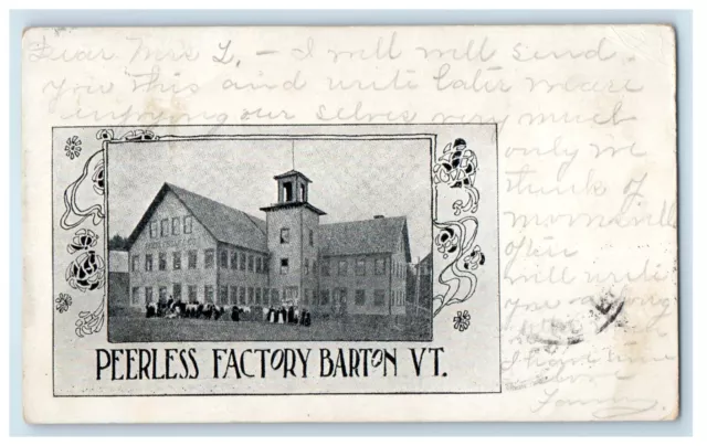 1905 View Of Peerless Factory Building Barton Vermont VT Posted Antique Postcard