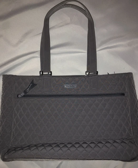 Vera Bradley Small Vera Tote Bag, Carbon Gray Microfiber