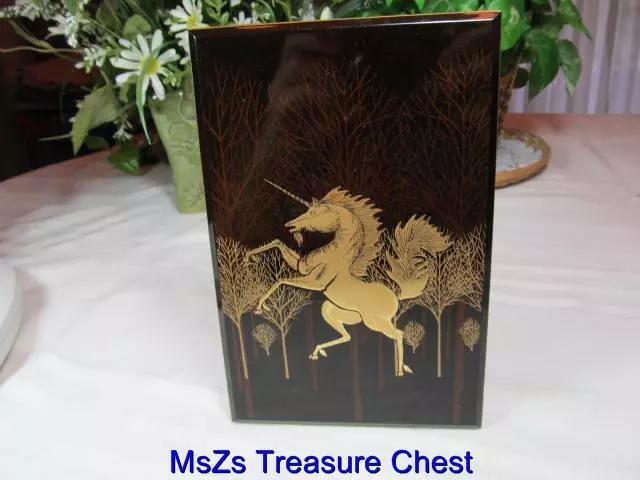 OTAGIRI Vintage Brown & Gold Unicorn Lacquerware Address Book    ** NIB  **