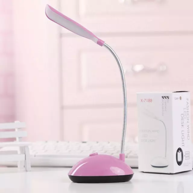 LED Table Light Battery Eye Protection Reading Household Book Lamp (Pink) #F