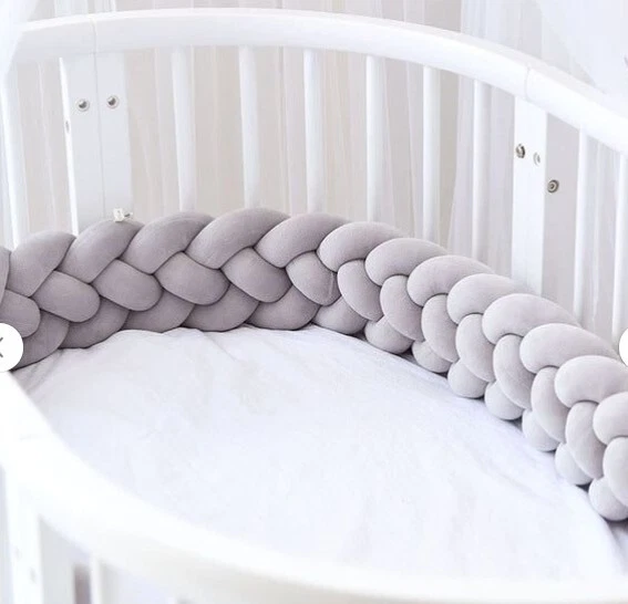 Protector de cuna en forma de trenza para cama o cuna con diversidad de colores 