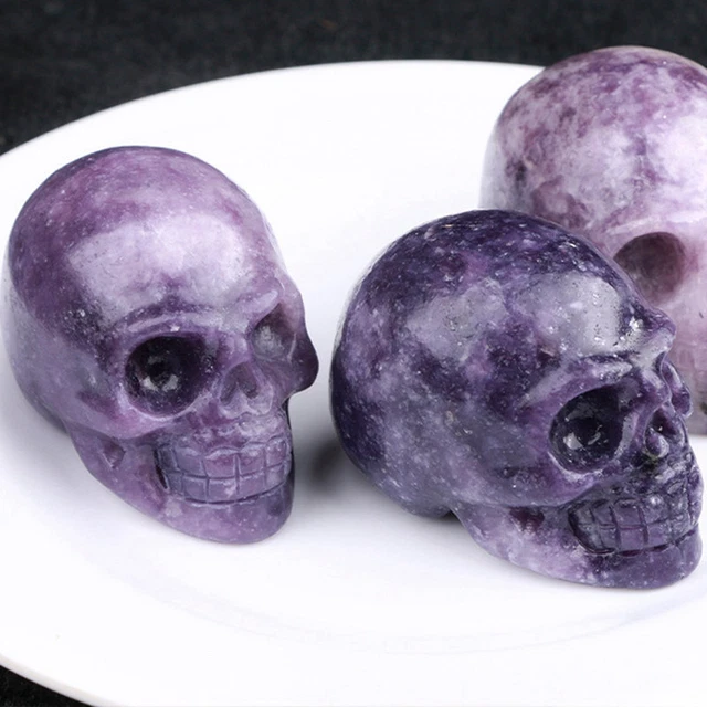Natural Amethyst Quartz Crystal Skull Skeleton Carved Healing Energy Stone US