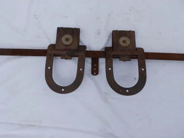 Antique Pair Barn Garage Door Rollers Big 4 Pulley Horseshoe Sliders Vtg 361-17P 2