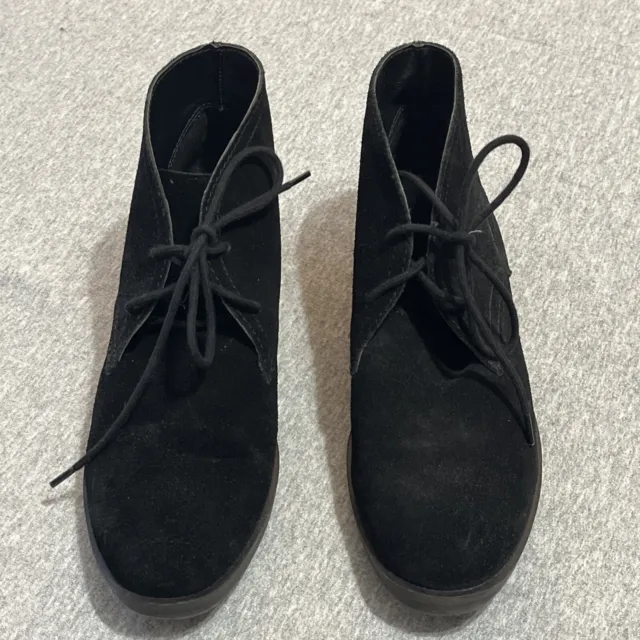 Lucky Brand Women's " Size 8 M Black Suede Leather Lace Up Chukka Bootie