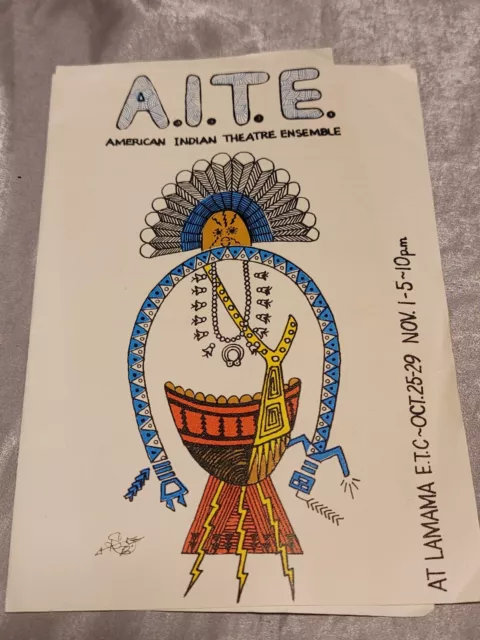 american indian theater ensemble brochure w/ sign 1972 ARTWORK INCREDIBLE br11