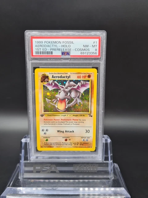Aerodactyl 1 Edition Prerelease Cosmos Holo Mint 1/62 PSA 8 Pokemon Eng Fossil