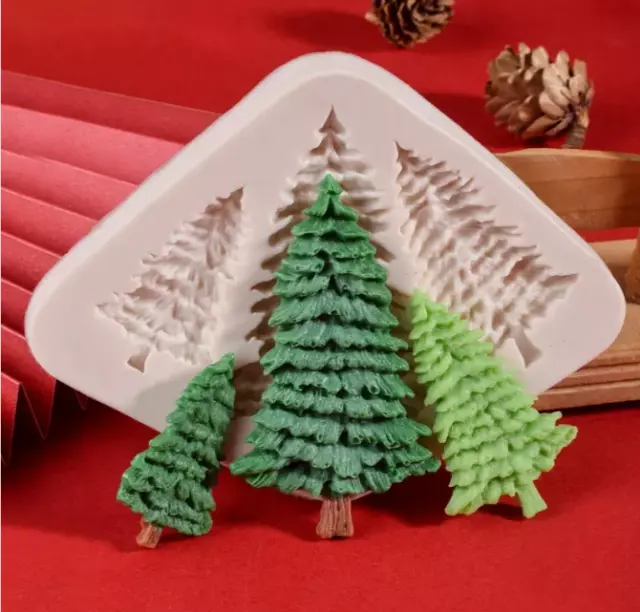 Christmas Tree Silicone Icing Mould Baking Sugar craft Fondant Cake Topper Bell