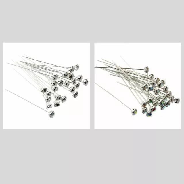 5 mm Diamante Floristería Corsé 4 cm Pin 12 piezas por pieza - Plata o Iridiscente
