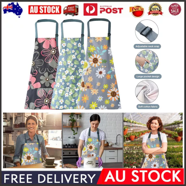 Floral Aprons with Pocket Household Oil-proof Cooking Apron PVC Waterproof Apron