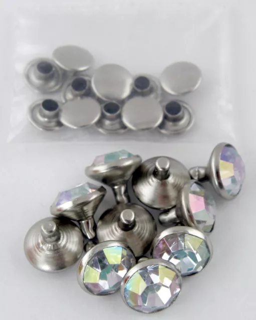 10mm Abalone Synthetic Crystal Rivets (10 Pack)