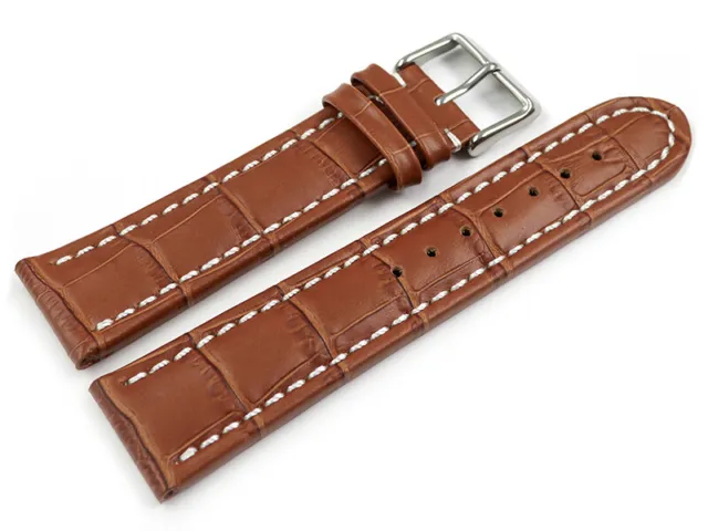 Bracelet montre cuir de veau grain croco marron clair XL 18mm 20mm 22mm 24mm