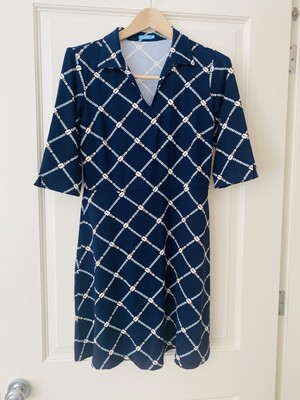 J.MCLAUGHLIN Women's Catalina Cloth Split V-Collar Elbow Sleeve Dress Print -M