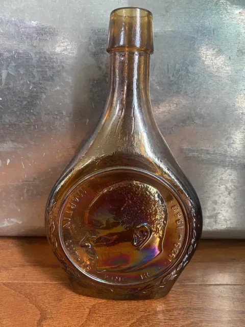 Vintage Wheaton Dr. Martin Luthur King Jr. irridescent amber glass decantar