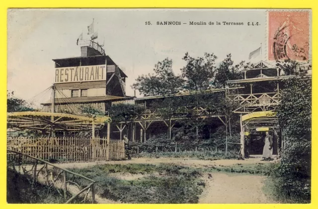 cpa 95 - SANNOIS (Val d'Oise) MOULIN de la TERRASSE Manège Tombola P'tit Chevaux