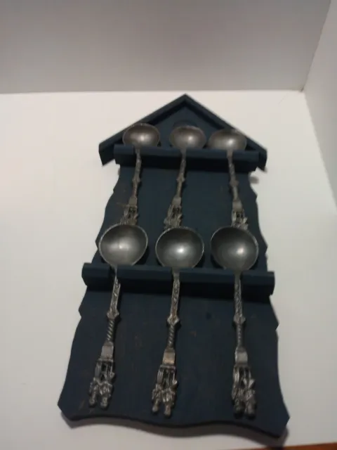 Set Of 6 German Wedding Spoons With Rack