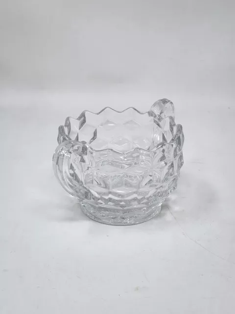 Vintage Fostoria Glass American Clear Open Sugar Bowl with Handles - 2-3/8" H 2