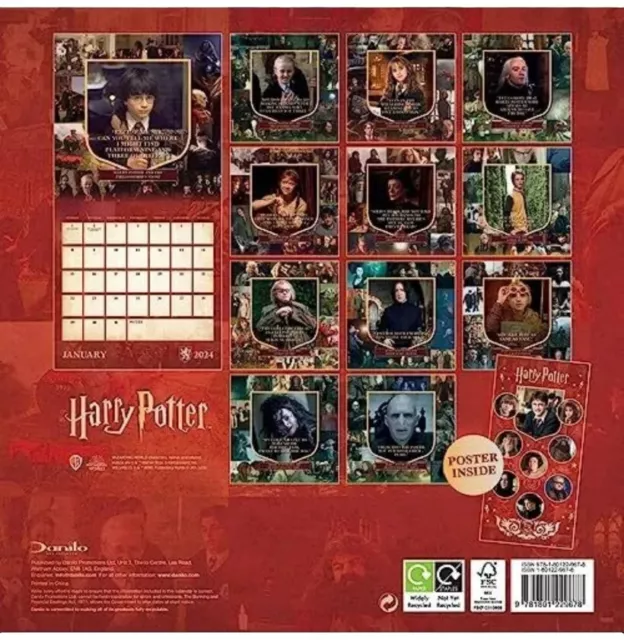 Harry Potter 2024 Calendar Month To View Wall Calendar Official BRAND NEW 3