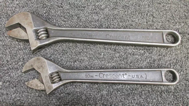 2 Crescent Crestoloy 10" 1-1/8" 12" 1-5/16" Adjustable Wrench Nut Bolt Tool USA