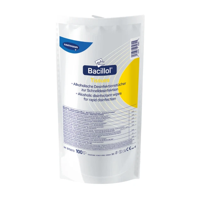 Hartmann Bacillol Tissues Desinfektionstücher, Nachfüllpackung - 100 Tücher