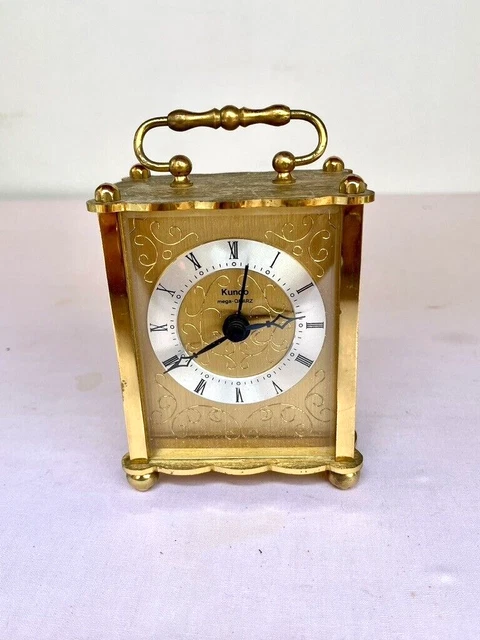 VINTAGE KUNDO MEGA Quartz German Brass CARRIAGE Desk CLOCK