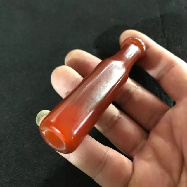Exquisite Chinese old Red agate jade handmade smoking tool LQ72
