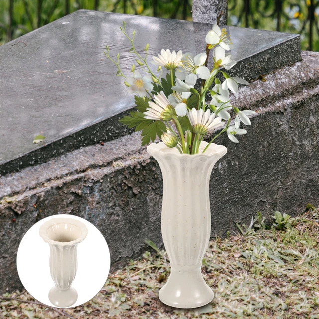 Ceramic Memorial Flowers Cemetery Flower Container for Yard Garden Decor Grave