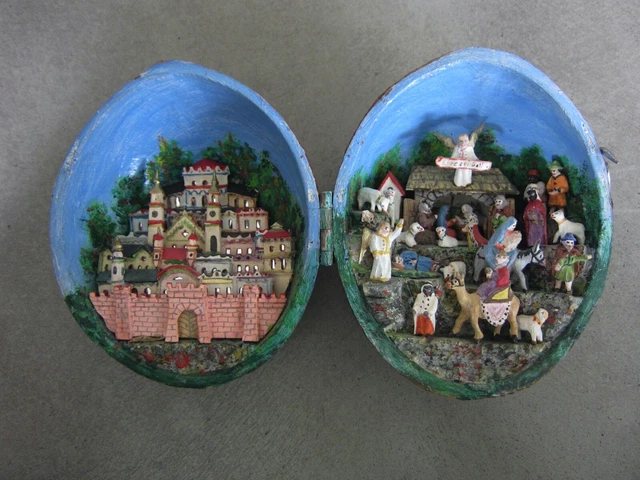 Anton Fickert (1891-1968) Weihnachtskrippe in Kokosnuss, seltene Krippe, Sachsen Anton Fickert (1891-1968) Weihnachtskrippe in Kokosnuss, seltene Krippe, Sachsen