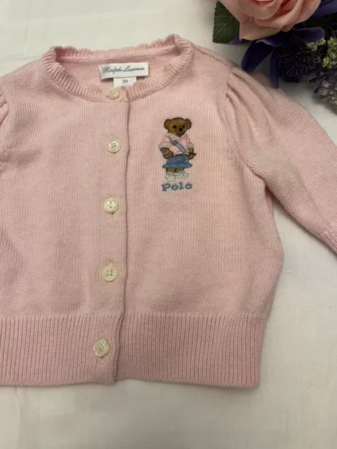 Nuevo cárdigan polo oso polo rosa para niñas Ralph Lauren edad 3 meses 2