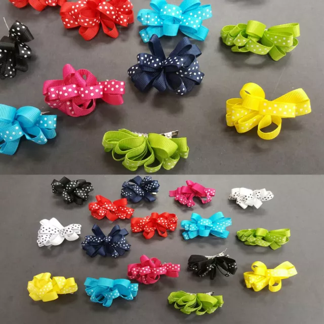 16 pieces Baby Girl Kid Hair Clip Bow Dots Hairpin Alligator Ribbon Grosgrain 2"