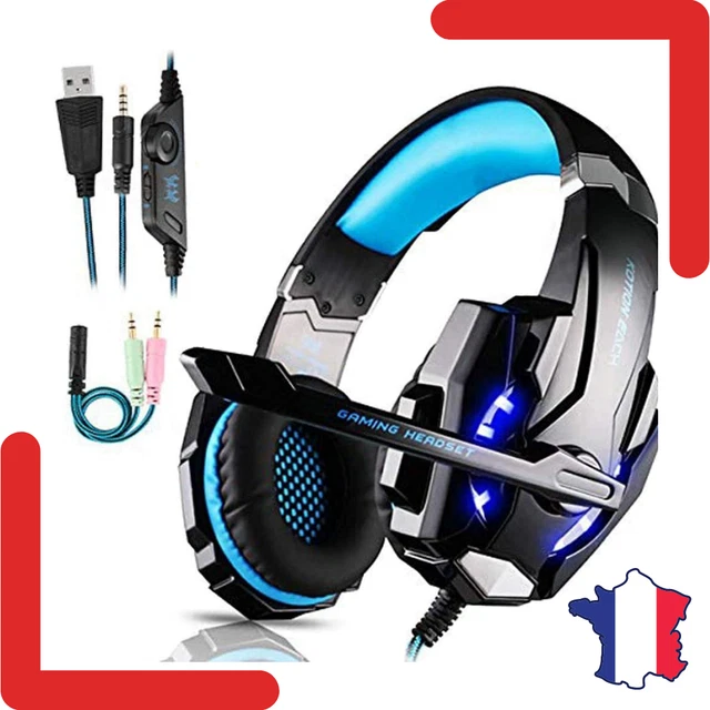 CASQUE GAMING GAMER PC PS4 Xbox One S Micro Pro Anti Bruit LED Rouge Stéréo Jeux EUR 34,99 - FR