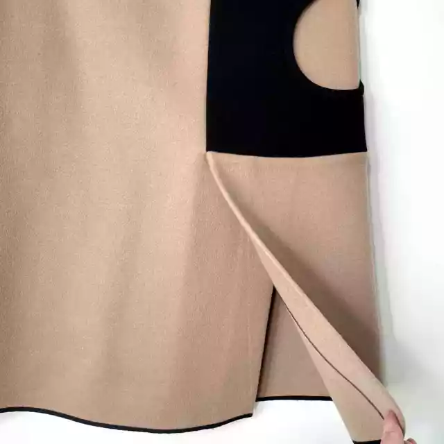 Derek Lam | Women's Designer Cashmere Wool Blend Cutout Contrast Tan Skirt | 8 3