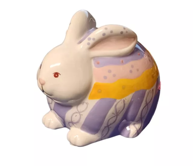 Bella Casa By Ganz Bunny Ceramic Bank 4 1/2” Tall 6"  Easter Rabbit Beautiful