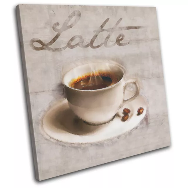 Cafe Coffee Latte  Food Kitchen SINGLE TOILE murale ART Photo Print