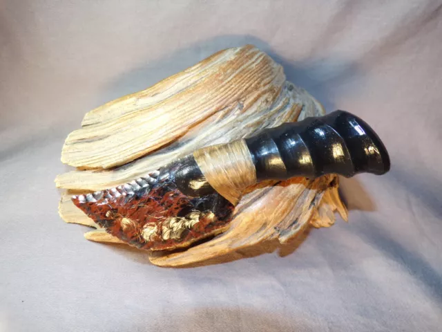 Small Mahogany Obsidian Skinning Knife Carved African  Deer Antler Handle