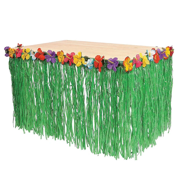 GREEN HAWAIIAN GRASS Skirt Beach Party table Cover Luau Graduation