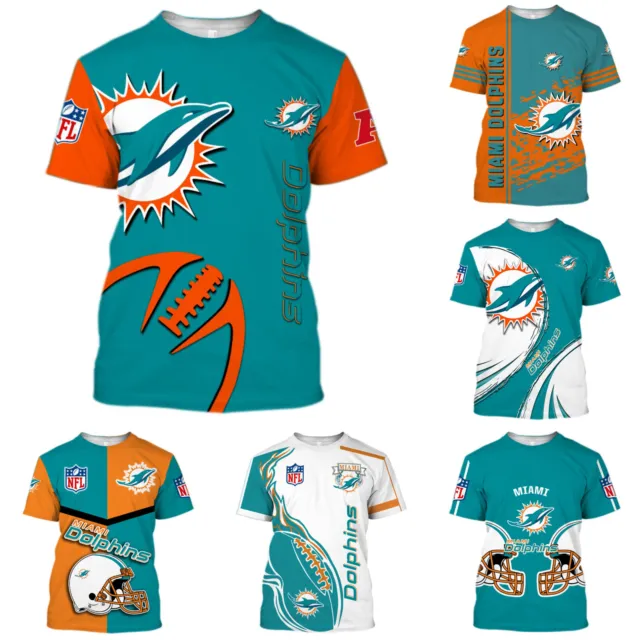 Miami Dolphins Men's Casual Tee Tops Short Sleeve Shirts Football T-Shirts Gift